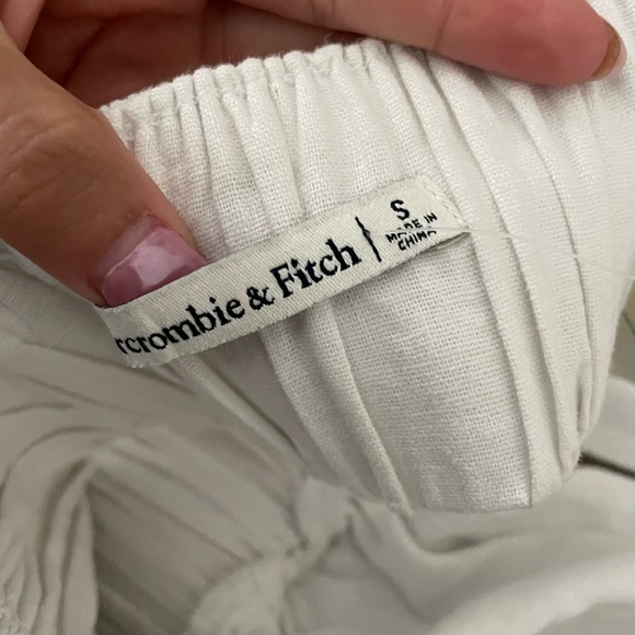 NWT Abercrombie & Fitch Linen Blend Cropped Scrunchie Top - Picture 7 of 9